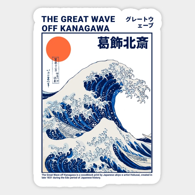 The Great Wave Off Kanagawa – Hokusai Inspired Art Sticker by Designed By Marty
